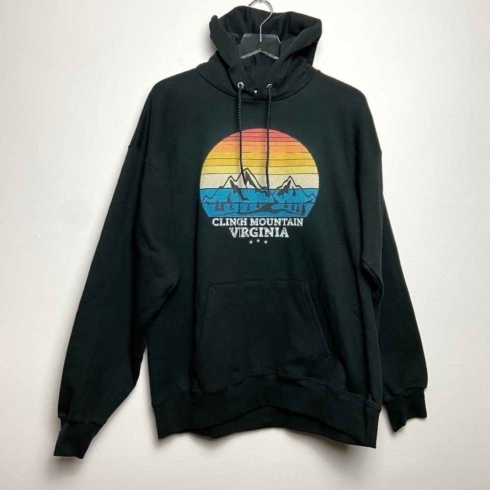 CLINCH MOUNTAIN VIRGINIA Graphic Black Hoodie NWOT